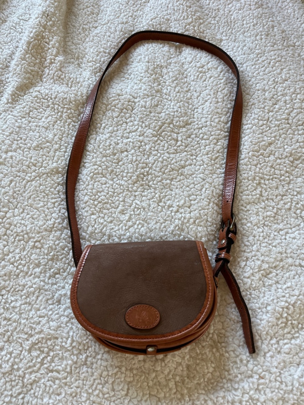 Ralph Lauren Brown and Tan Leather Crossbody Saddle Bag